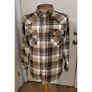 Legendary Whitetails Men's Casual Shirt 18/34.5 Snap Closure Brown Plaid Flannel